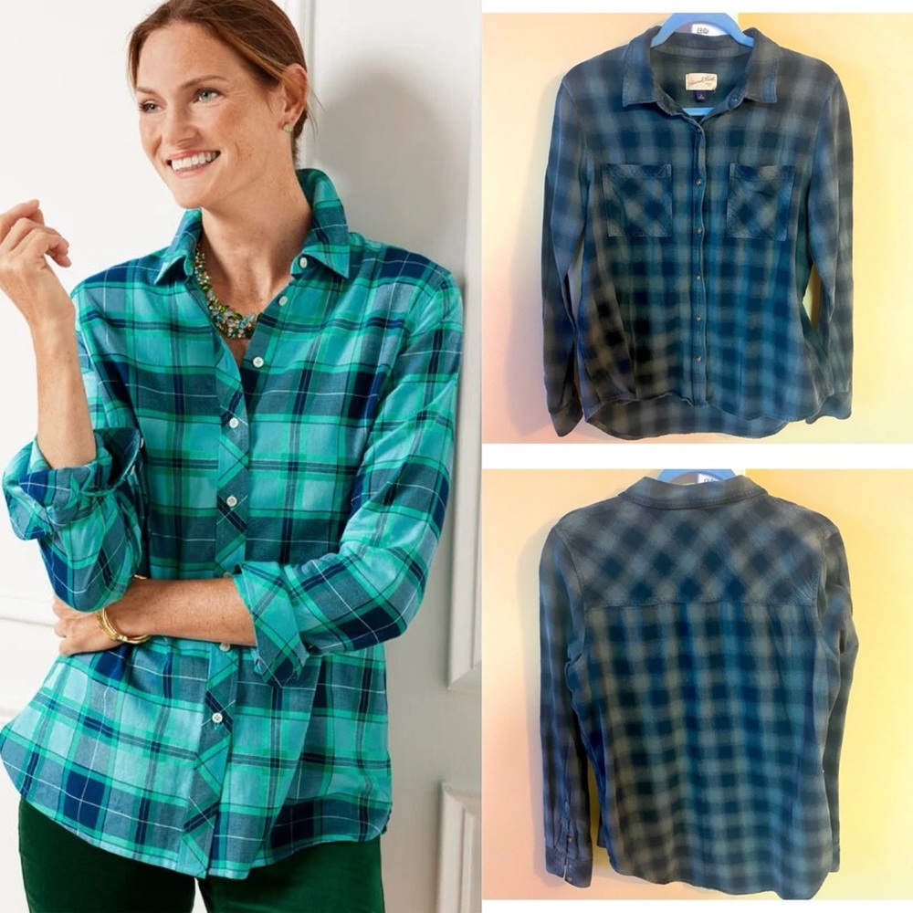 UT Teal Plaid Button Up Shirt